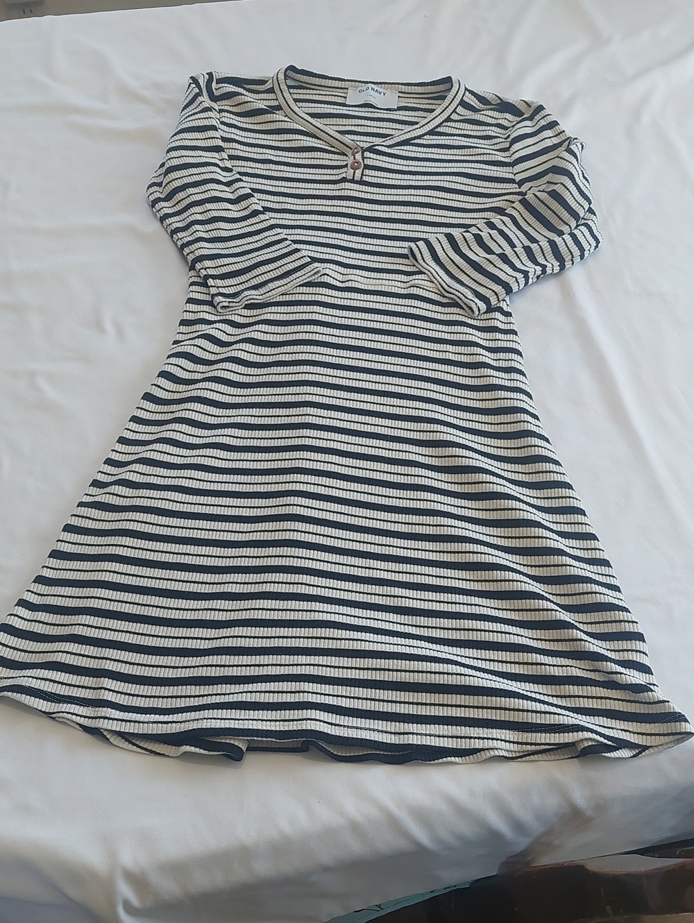 Old Navy Striped Black and White Long-Sleeve Girls' Dress.Size 10 /12